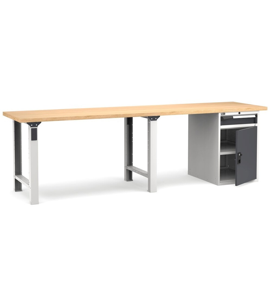 [MASTERWR3043] Banco con porta con 1 cassetto 1x100 1xPR Work Master – H 890 mm – 3000 × 750 × 890 mm, Grigio chiaro + Grigio antracite (RAL 7035+7016)