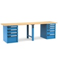 [MASTERWR3056] Banco con 9 cassetti 2x100 4x150 2x200 1x300 Work Master – H 890 mm – 3000 × 750 × 890 mm, Blu + Grigio antracite (RAL 5012+7016)