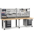 [MASTERWR3065] Banco con 11 cassetti 1x50 4x75 3x100 1x150 2x200 Work Master – H 1708/2058 mm – 3000 × 750 × 1708/2058 mm, Grigio chiaro + Grigio antracite (RAL 7035+7016)