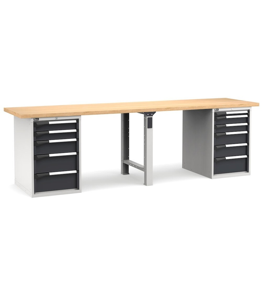 [MASTERWR3061] Banco con 11 cassetti 1x50 4x100 3x150 3x200 Work Master – H 890 mm – 3000 × 750 × 890 mm, Grigio chiaro + Grigio antracite (RAL 7035+7016)
