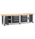 Banco professionale con 8 cassetti, porta, ripiano regolabile, morsa e allacciamenti, 300 cm, grigio e antracite – foto 2
