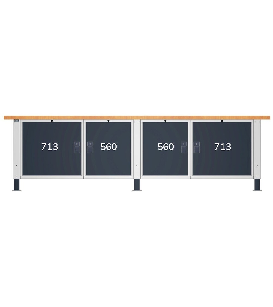 Banco Work Master BR regolabile smontato, piano in multiplex 40 mm – 3000 × 750 × 740/1065 mm – foto 5
