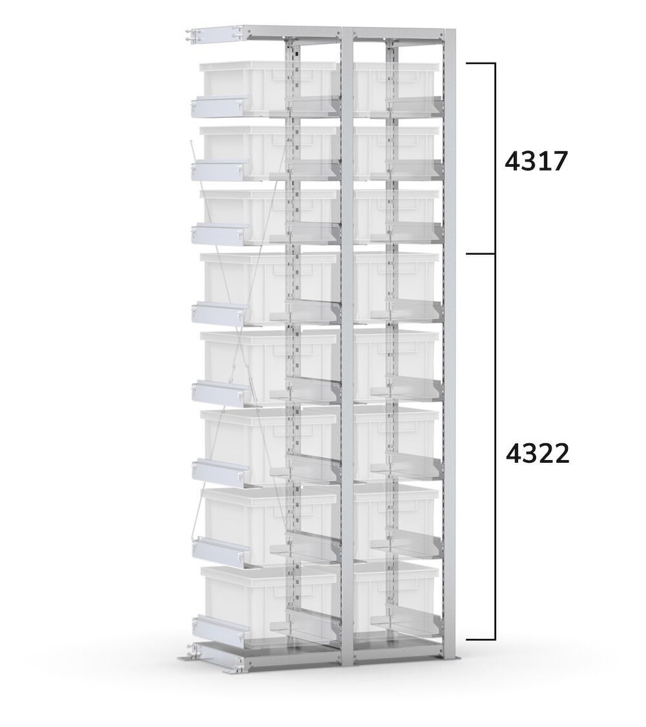 Scaffale aggiuntivo vuoto per cassette  400x300 mm, L760 x P421 x H2003 mm – foto 3