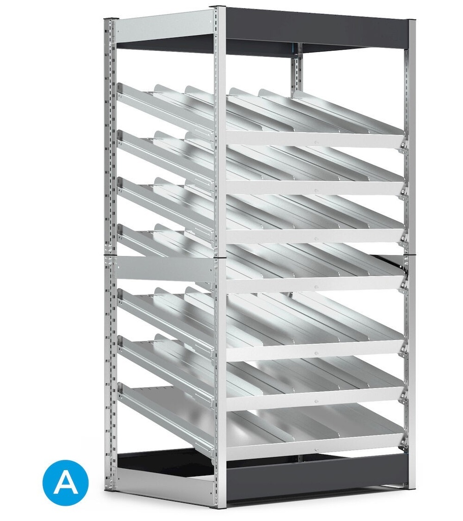 [ST1036] Scaffale con 7 piani inclinati – 1057 × 521 × 2016 mm
