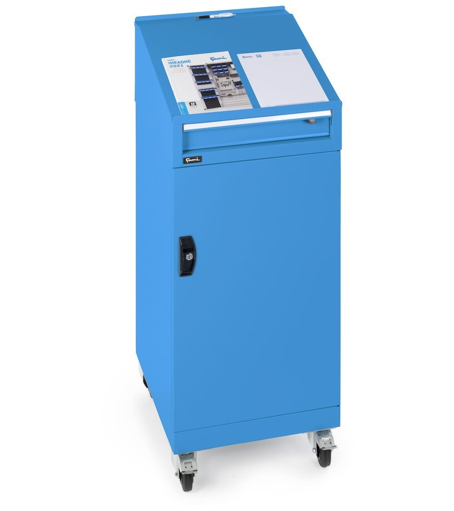 Armadio con porta a battente con leggio Perfom – H 1409 mm – Blu (RAL 5012) – foto 6