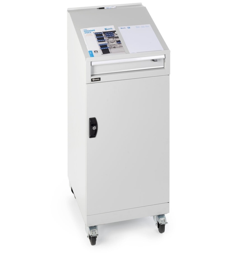 Armadio con porta a battente con leggio Perfom – H 1409 mm – Grigio chiaro (RAL 7035) – foto 6