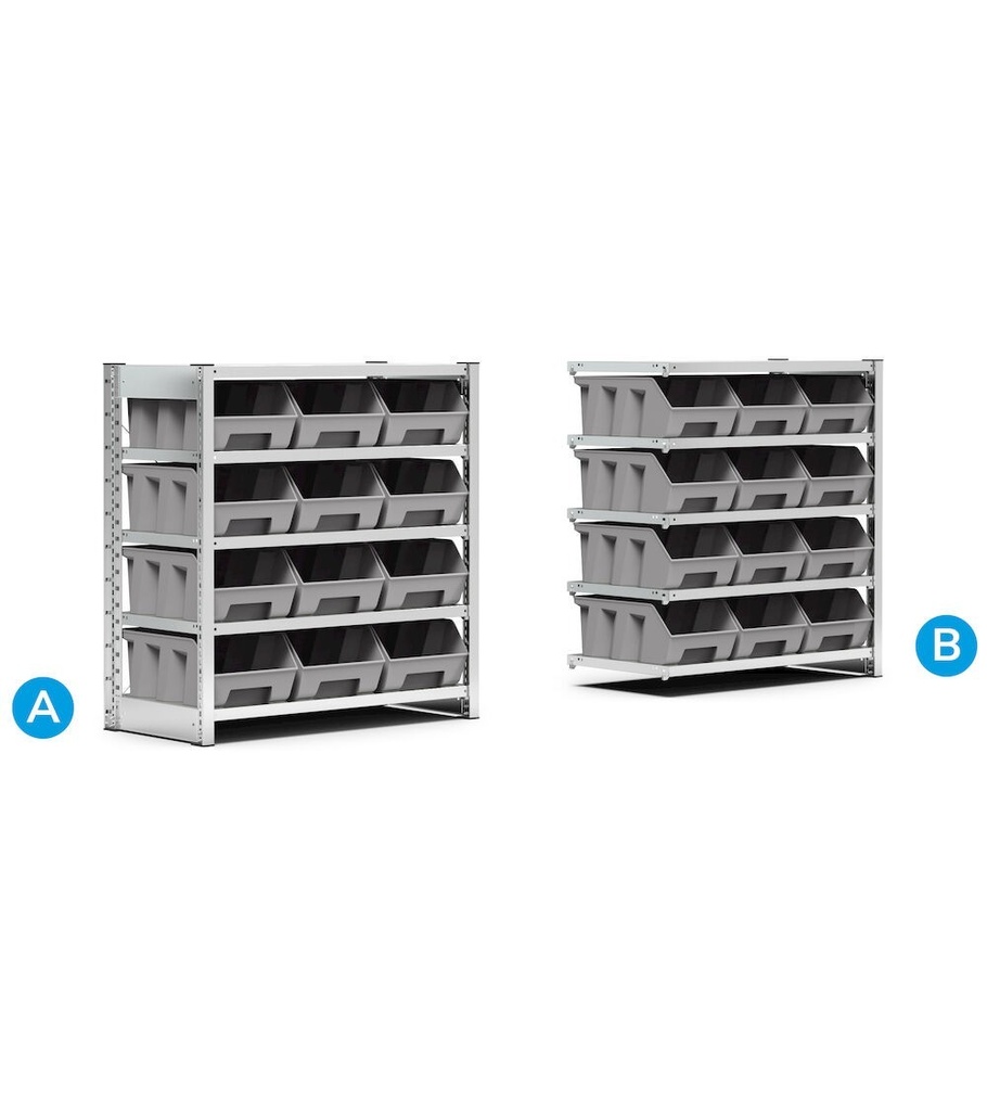 Scaffale con 12 contenitori a 5 piani, L1057 x P521 x H1111 mm – foto 2