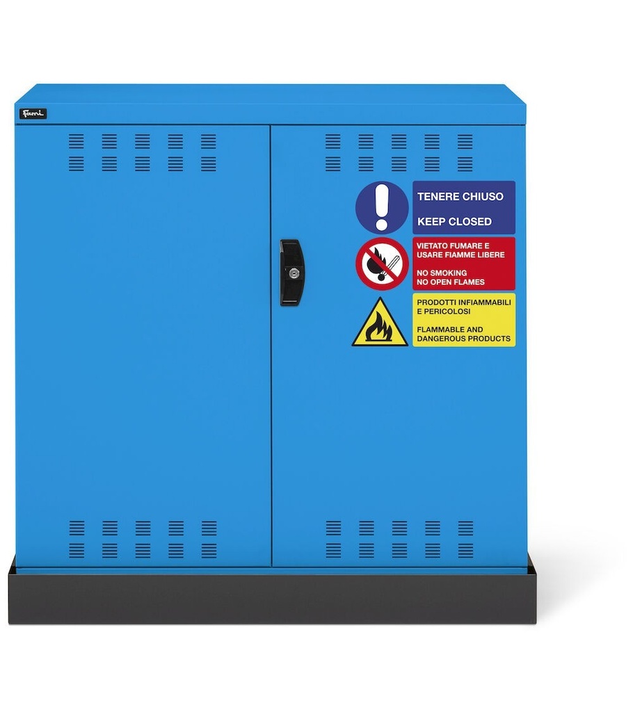 Armadio con porte a battente fessurate Perfom – 1048 × 600 × 1027 mm, Blu (RAL 5012) – foto 3