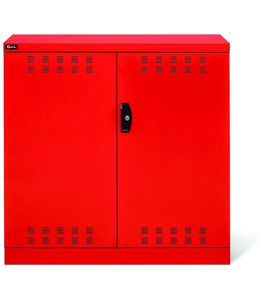 Armadio con ante a battente fessurate, L1023 x P555 x H1000 mm – Rosso traffico (RAL 3020) – foto 2