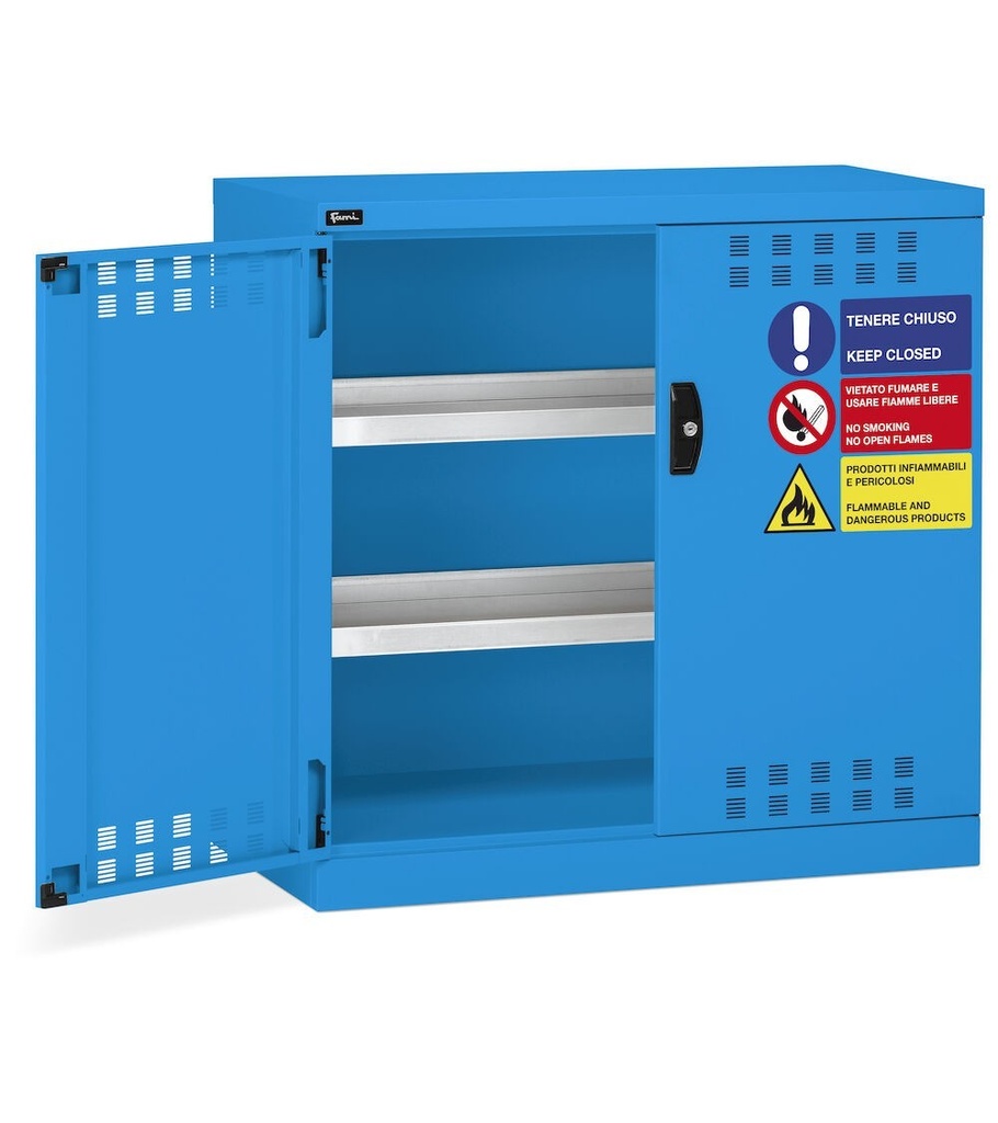 Armadio con porte a battente fessurate Perfom – 1023 × 555 × 1000 mm, Blu (RAL 5012) – foto 2