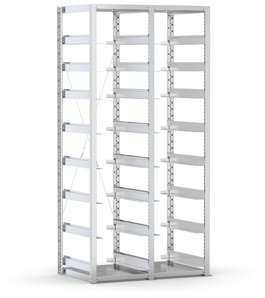 [ST1067] Scaffale vuoto per cassette 600x400 mm, L1010 x P621 x H2003 mm