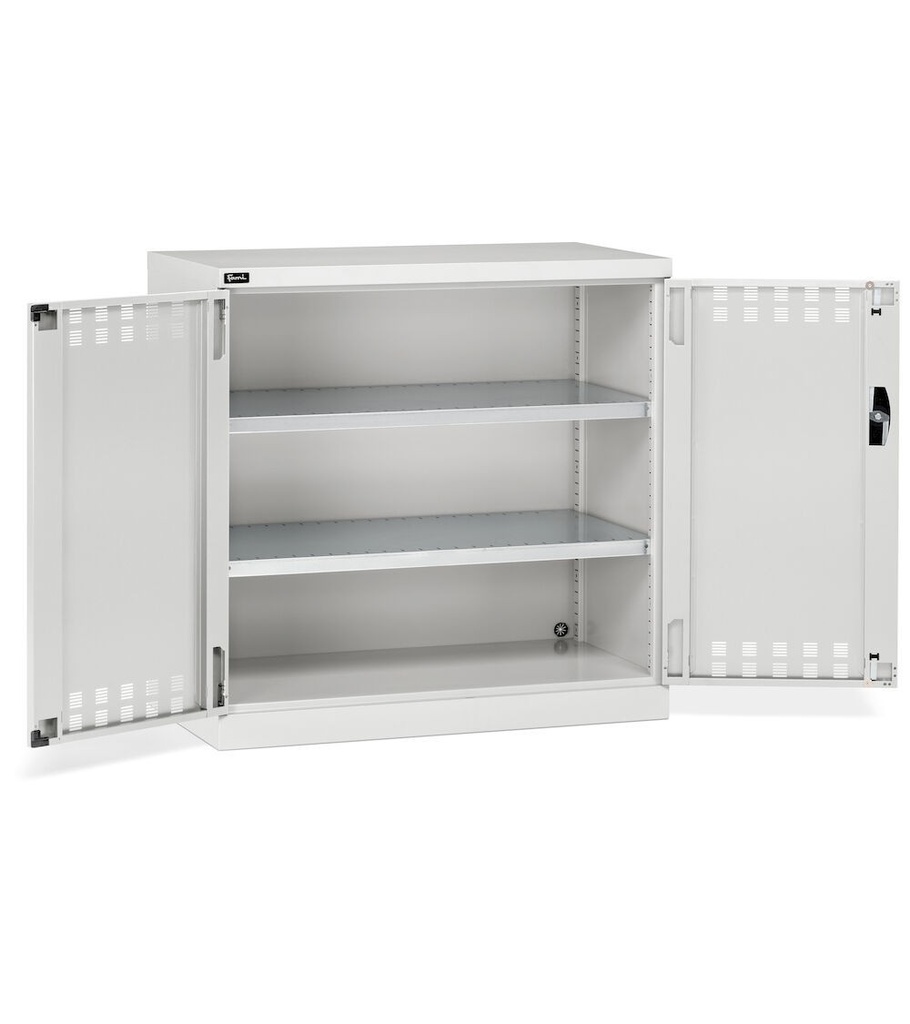 [PERFOM12023] Armadio con ante a battente fessurate, L1023 x P555 x H1000 mm – Grigio chiaro (RAL 7035) – 1023 × 555 × 1000 mm