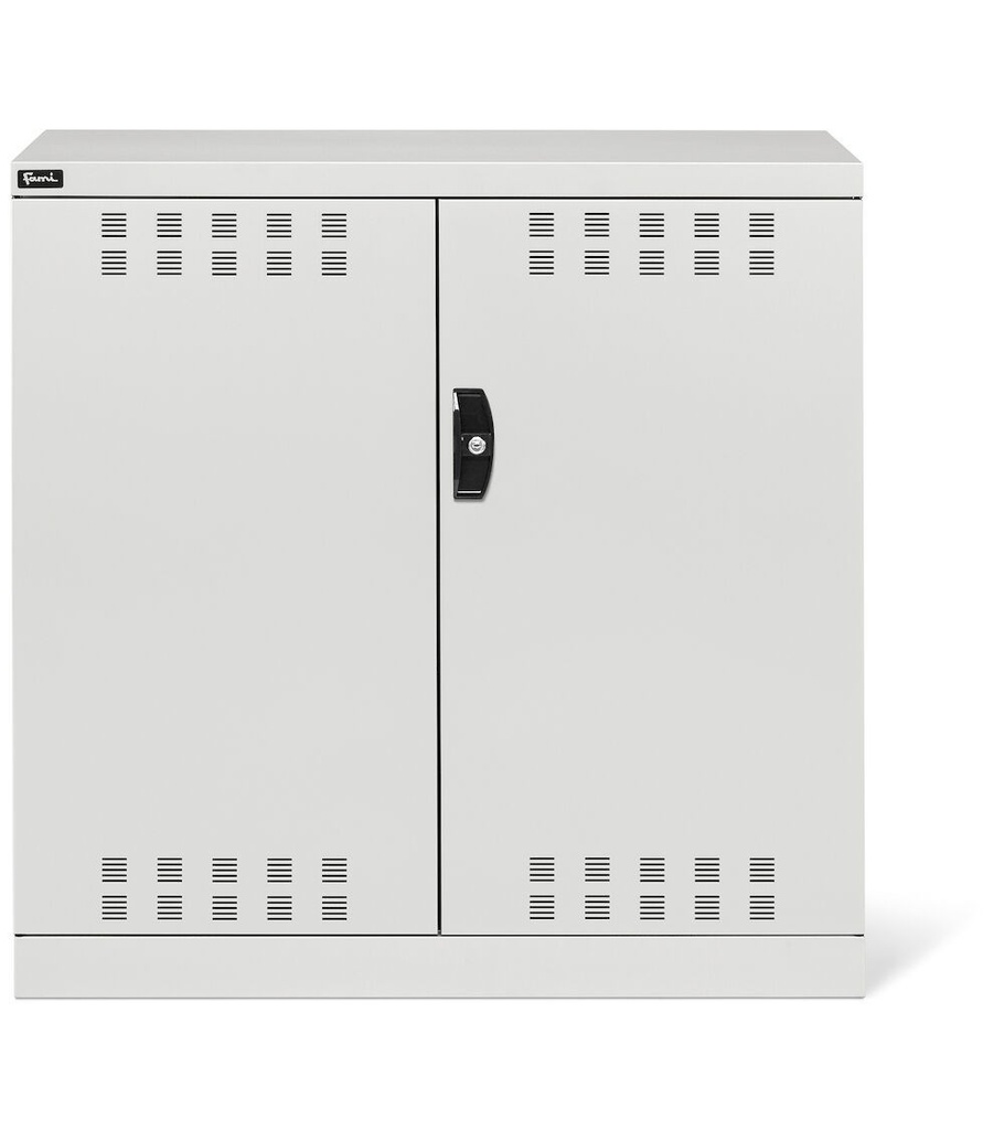 Armadio con ante a battente fessurate, L1023 x P555 x H1000 mm – Grigio chiaro (RAL 7035) – 1023 × 555 × 1000 mm – foto 2