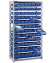 Scaffale con 13 piani e 72 contenitori RK Box Air con divisori e frontalini, L1057 x P521 x H2011 mm – foto 2