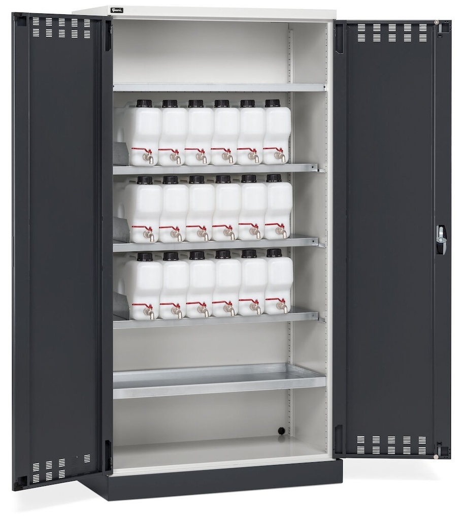 [PERFOM14022] Armadio con porte a battente fessurate Perfom – 1048 × 600 × 2027 mm, Grigio chiaro + Grigio antracite (RAL 7035+7016)