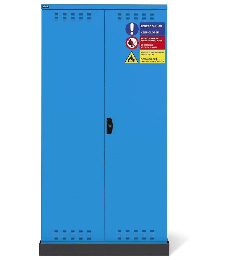 Armadio con porte a battente fessurate Perfom – 1048 × 600 × 2027 mm, Blu (RAL 5012) – foto 3
