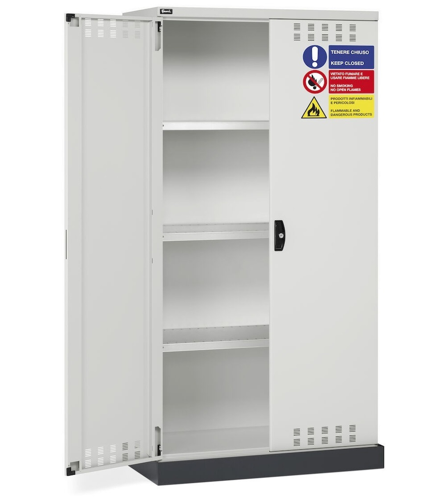 Armadio con porte a battente fessurate Perfom – 1048 × 600 × 2027 mm, Grigio chiaro (RAL 7035) – foto 2