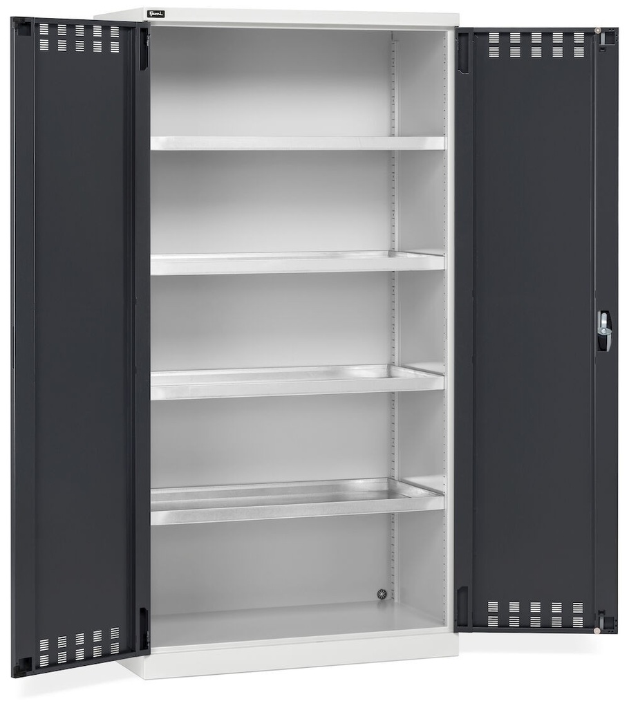 [PERFOM14030] Armadio con porte a battente fessurate Perfom – 1023 × 555 × 2000 mm, Grigio chiaro + Grigio antracite (RAL 7035+7016)