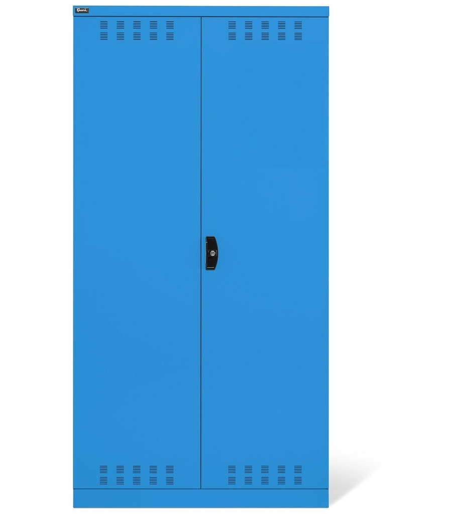 Armadio caricabatterie con griglia areazione, pannelli forati, accessori, L1023 x P555 x H2000 – Blu (RAL 5012) – foto 2