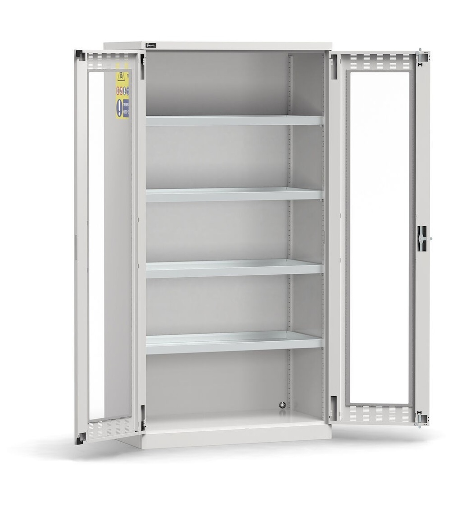 [PERFOM14058] Armadio per prodotti chimici, ante in policarbonato, L1023 x P555 x H2000 mm
