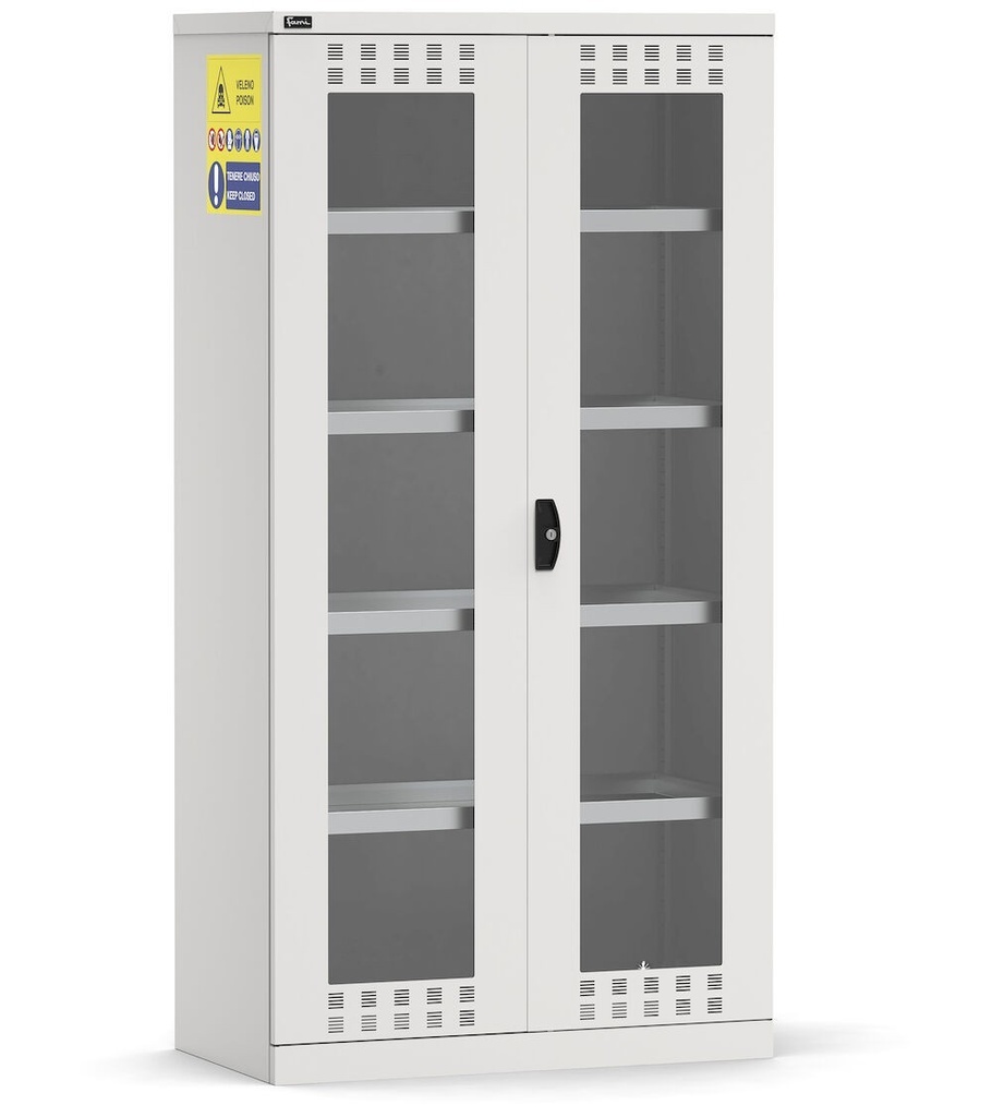 Armadio per prodotti chimici, ante in policarbonato, L1023 x P555 x H2000 mm – foto 2