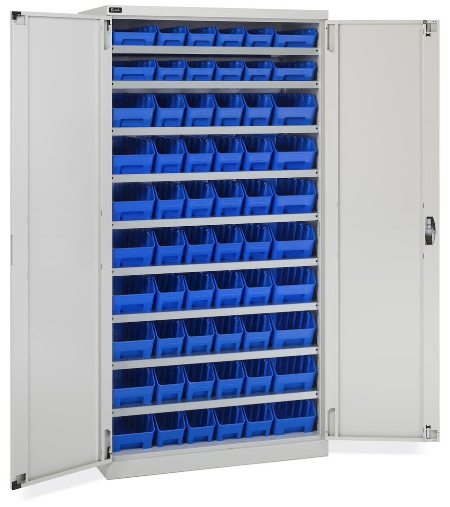 [PERFOM14063] Armadio con porte a battente con 60 contenitori RK Box Air Perfom – H 2000 mm – Grigio chiaro (RAL 7035)