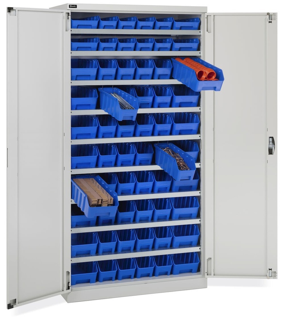 Armadio con porte a battente con 60 contenitori RK Box Air Perfom – H 2000 mm – Grigio chiaro (RAL 7035) – foto 2