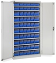 [PERFOM14069] Armadio con porte a battente con 60 contenitori RK Box Air con divisori e frontalini Perfom – H 2000 mm – Grigio chiaro (RAL 7035)
