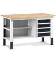 [WORK1507] Banco da lavoro WORK1507 con 1 armadio a cassetti con 4 cassetti e 2 semipiani