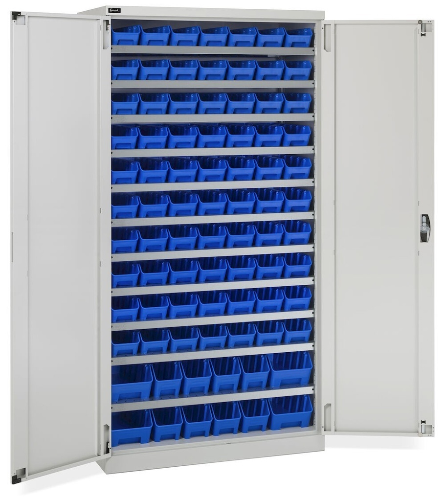 [PERFOM14072] Armadio con porte a battente con 82 contenitori RK Box Air Perfom – H 2000 mm – Grigio chiaro (RAL 7035)
