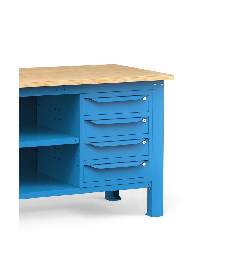 Banco con 4 cassetti, chiusura posteriore e piano, 150 cm, Blu – foto 8