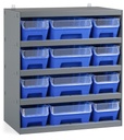 [RKBOX3071] Scaffale con 12 contenitori RK Box Air con divisori e frontalini – 500 × 300 × 545 mm