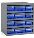 [RKBOX4071] Scaffale con 12 contenitori RK Box Air con divisori e frontalini – 500 × 400 × 545 mm
