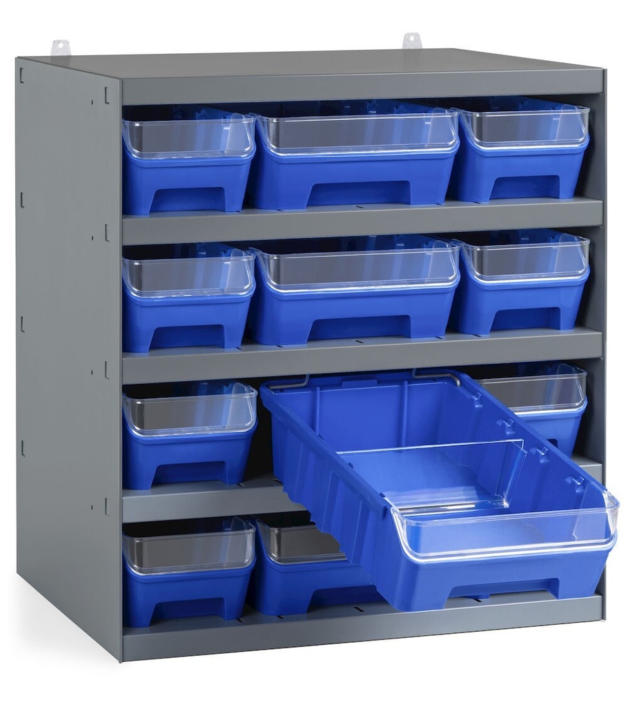 Scaffale con 12 contenitori RK Box Air con divisori e frontalini – 500 × 400 × 545 mm – foto 2