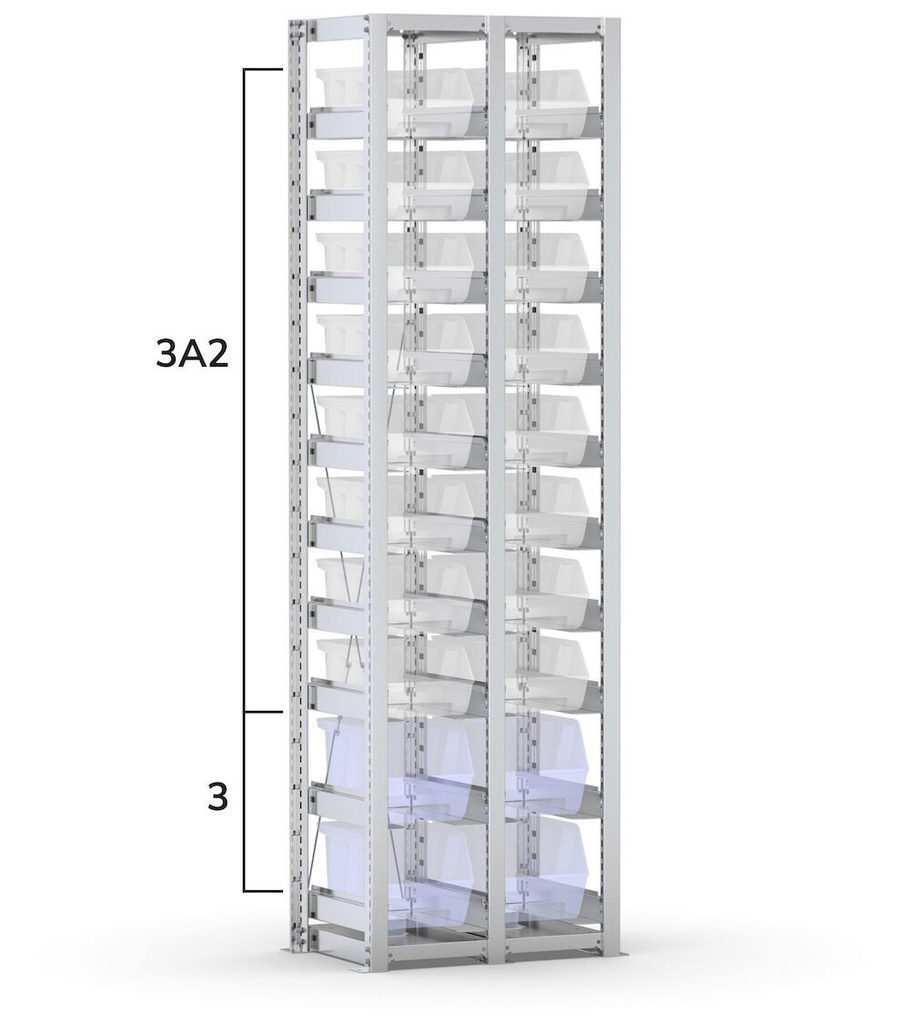 Scaffale vuoto per contenitori mis. 3/3A2, L634 x P421 x H2003 mm – foto 2