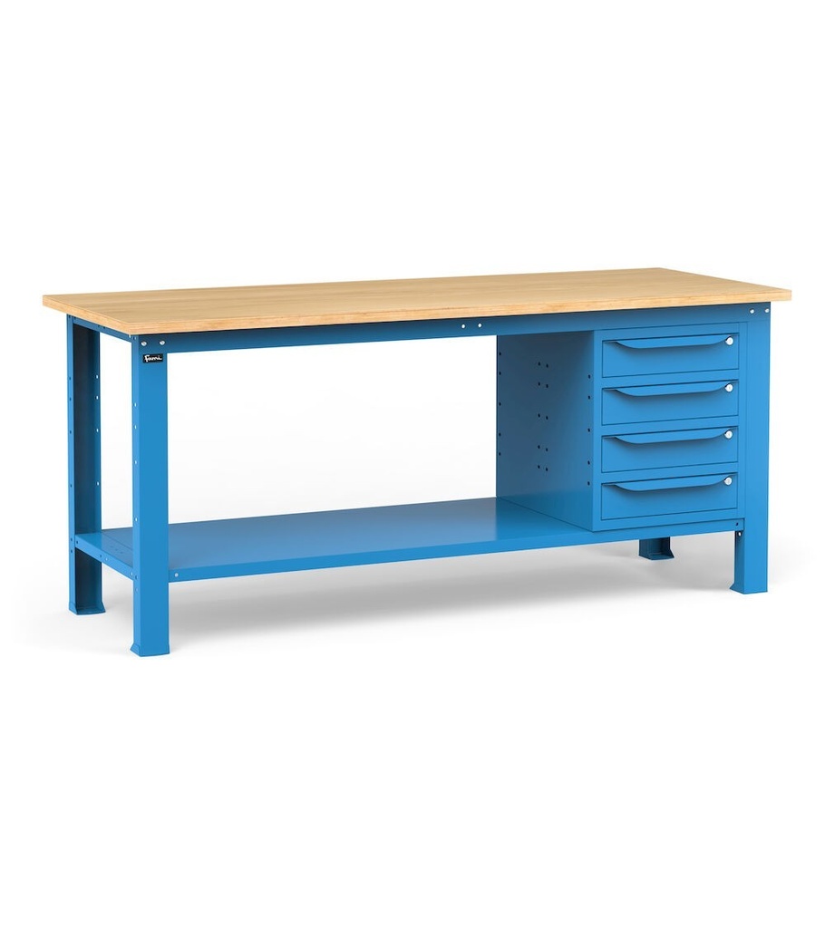[WORK2047] Banco per officina con 4 cassetti, 200 cm, Blu