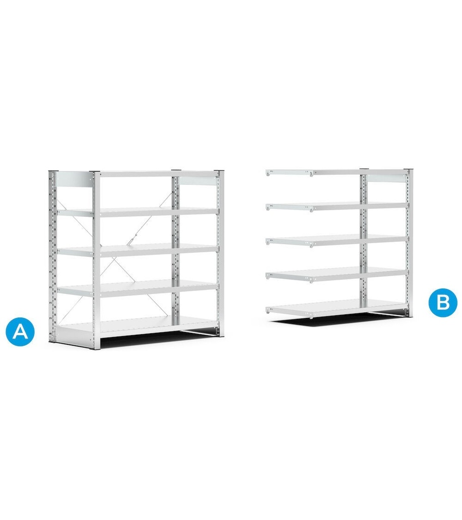 Scaffale porta contenitori mis.4 a 5 piani, L1057 x P521 x H1111 mm – foto 2