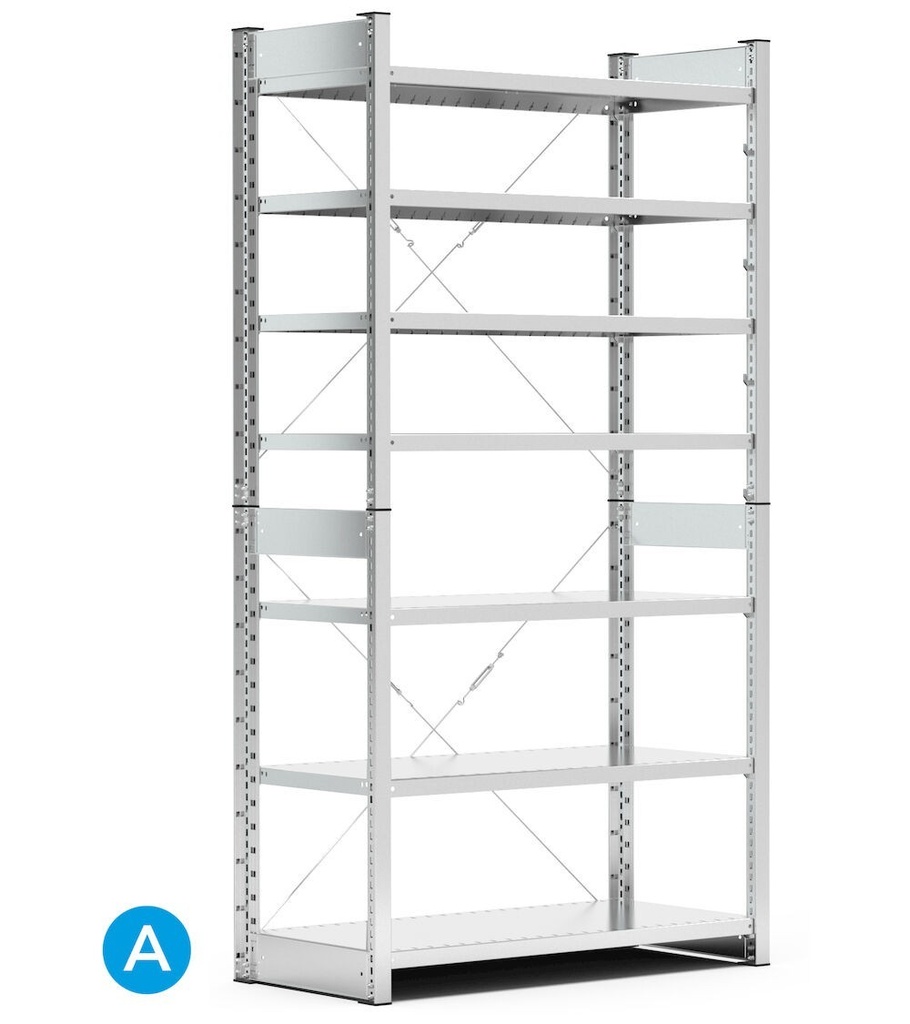 [ST1059] Scaffale per contenitori a bocca di lupo mis.4/4A5, 7 ripiani, L1057 x P521 x 2016 mm