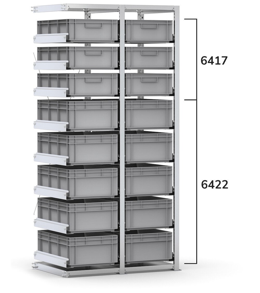 [ST1066] Scaffale aggiuntivo con 16 cassette Euro Box 600x400 mm, L960 x P621 x H2003 mm