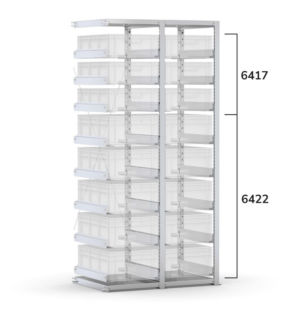 Scaffale aggiuntivo vuoto per cassette 600x400 mm, L960 x P621 x H2003 mm – foto 2