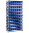 [ST1072] Scaffale con 11 piani e 60 contenitori RK Box Air con divisori e frontalini, L1057 x P521 x H2011 mm