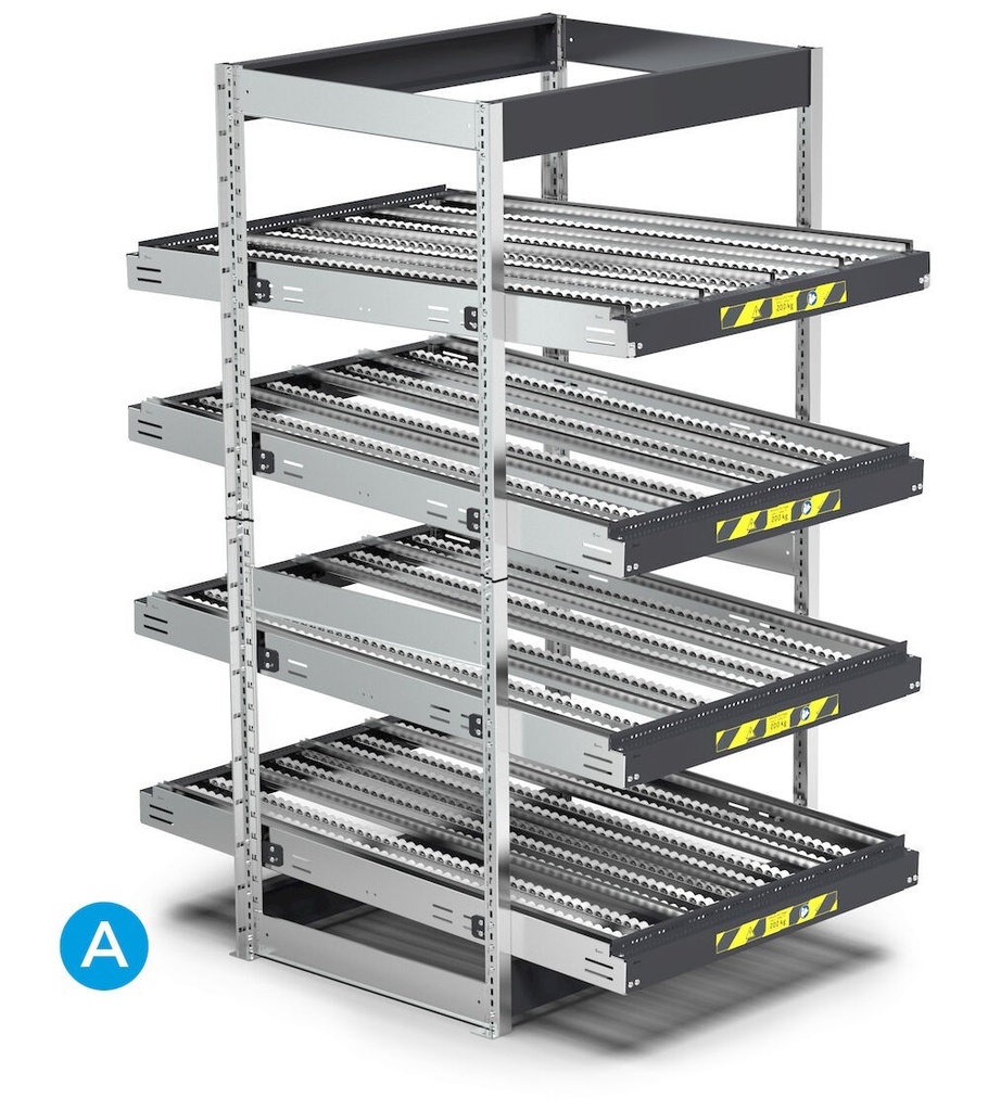 [ST1101] Scaffale con 4 telai inclinabili – 1100 × 1509 × 2009 mm