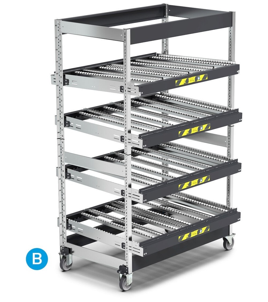 [ST1403] Scaffale con 4 telai inclinabili con ruote – 1418 × 1009 × 2164 mm