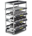 Scaffale con 4 telai inclinabili con ruote – 1418 × 1009 × 2164 mm – foto 2