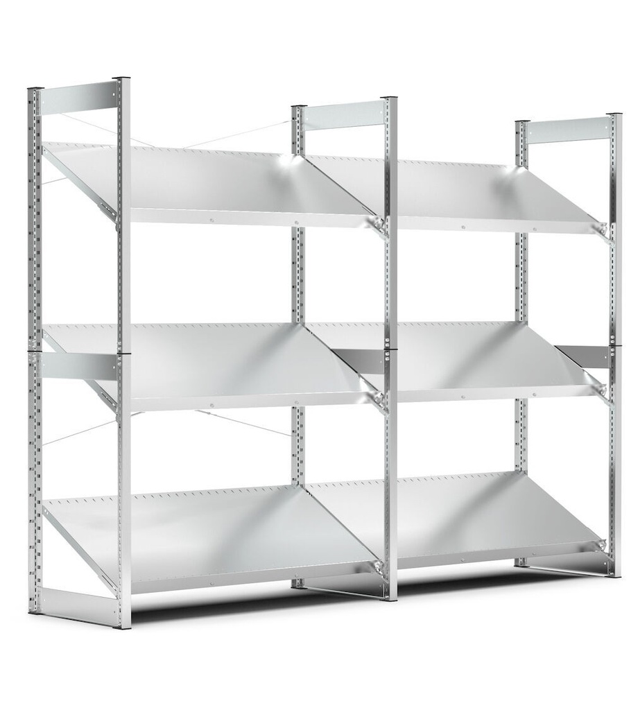 [ST2604] Scaffale con 6 piani inclinati – 2671 × 521 × 2016 mm
