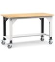 [WORK1553] Banco smontato con ruote con piano in multiplex 30 mm Work Up – 1500 × 750 × 887/1212 mm, Grigio chiaro + Grigio antracite (RAL 7035+7016)