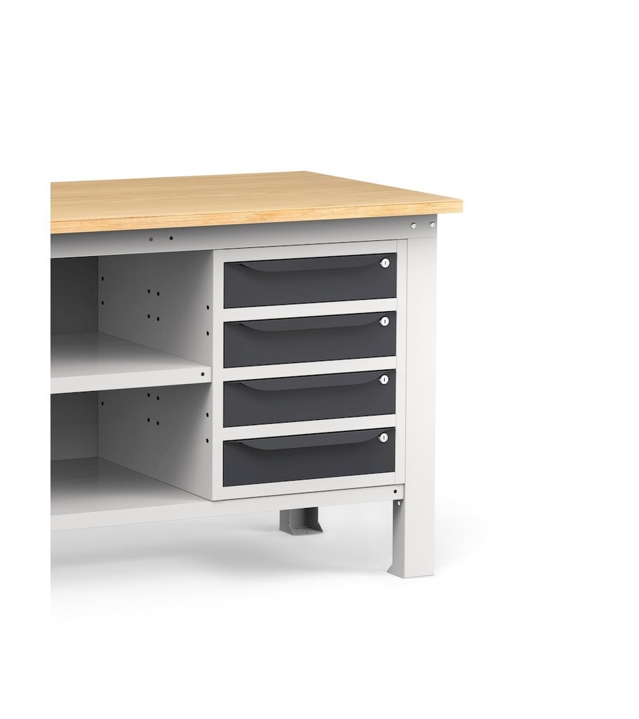 Banco con 4 cassetti, chiusura posteriore e piano, 150 cm, Grigio e antracite – foto 8