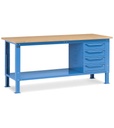 [WORK2004] Banco da lavoro WORK2004 con 1 armadio a cassetti con 4 cassetti, 200 cm
