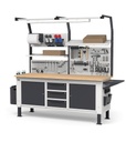 Banco Work Up regolabile con parete porta attrezzi, piano in multiplex 30 mm – 2000 × 750 × 1977/2302 mm – foto 3