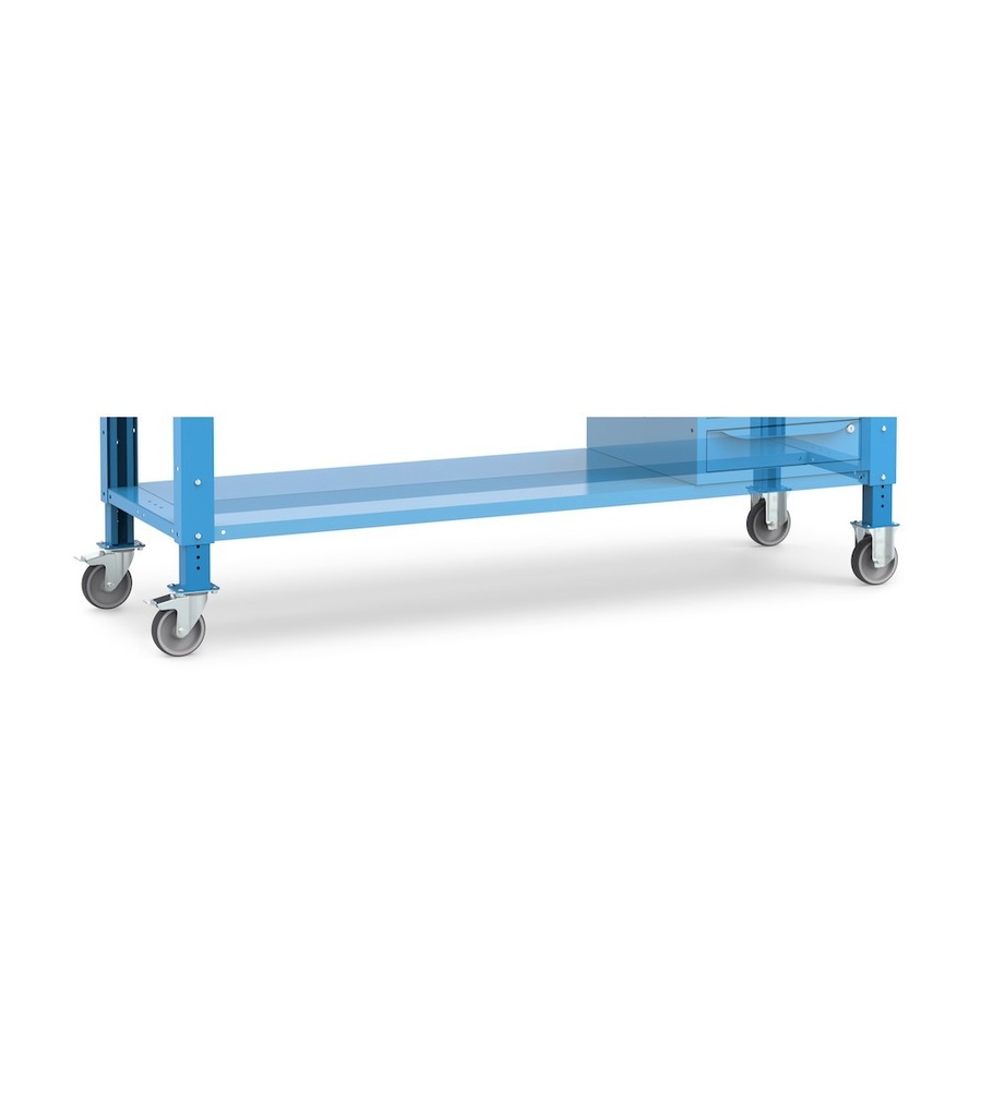 Banco lavoro con ruote e 4 cassetti, 200 cm, blu – foto 7